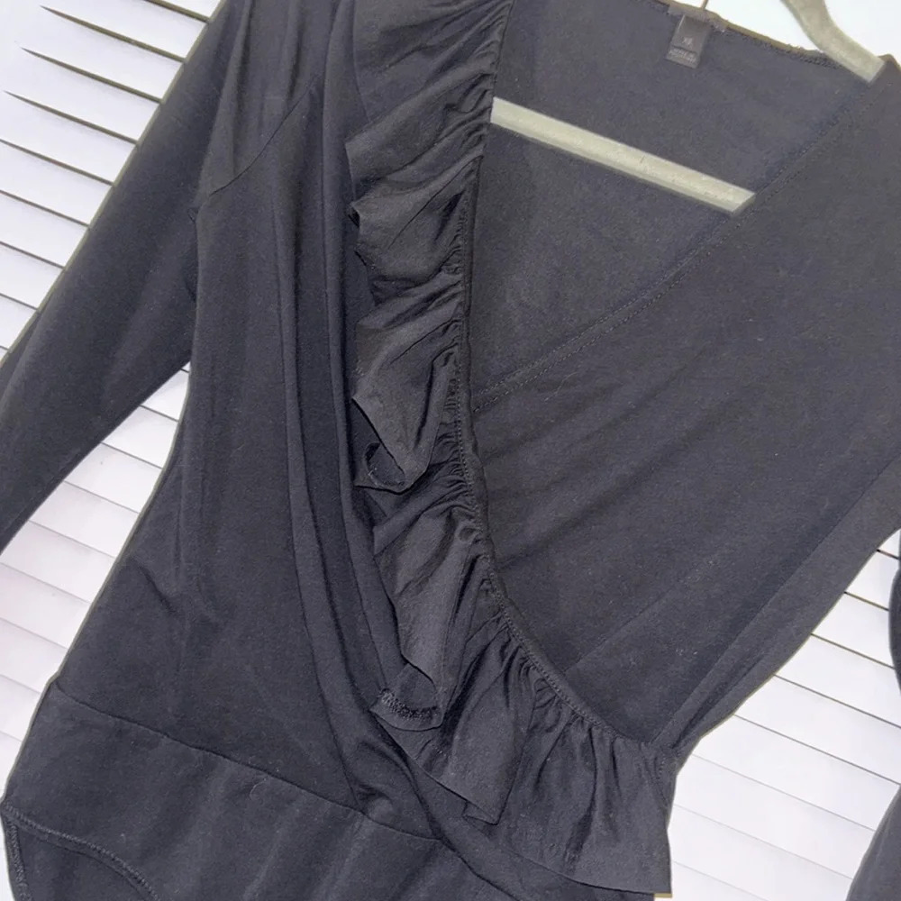 J.Crew Black Ruffle Bodysuit - Picture 3 of 8